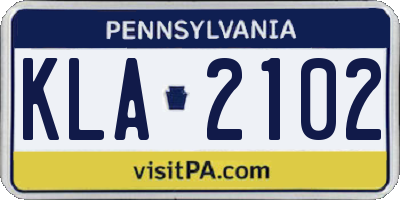 PA license plate KLA2102