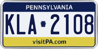 PA license plate KLA2108
