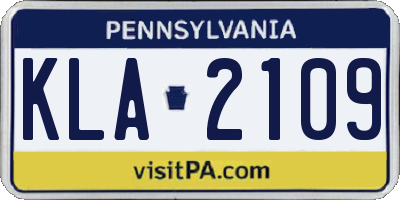 PA license plate KLA2109