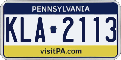 PA license plate KLA2113