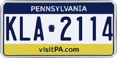 PA license plate KLA2114