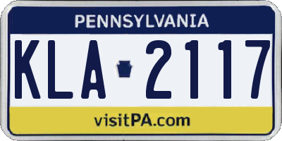 PA license plate KLA2117