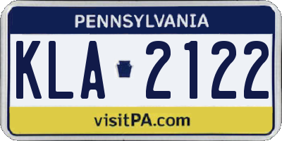 PA license plate KLA2122
