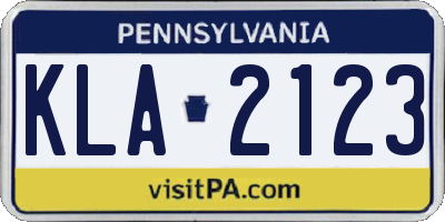PA license plate KLA2123