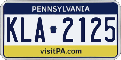 PA license plate KLA2125