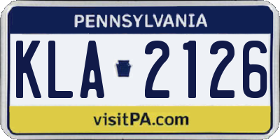 PA license plate KLA2126