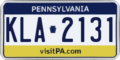 PA license plate KLA2131