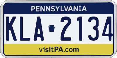 PA license plate KLA2134