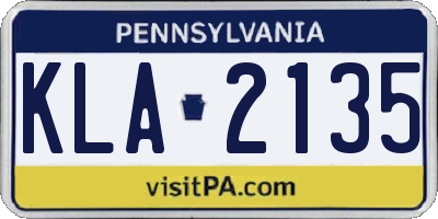 PA license plate KLA2135