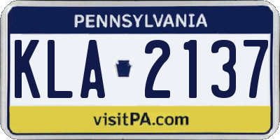 PA license plate KLA2137