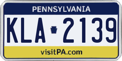 PA license plate KLA2139