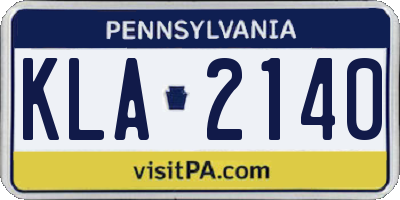PA license plate KLA2140