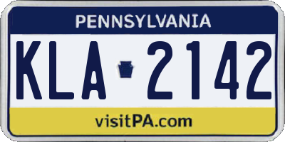 PA license plate KLA2142
