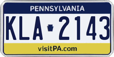 PA license plate KLA2143