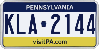 PA license plate KLA2144