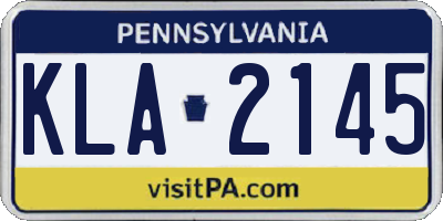 PA license plate KLA2145