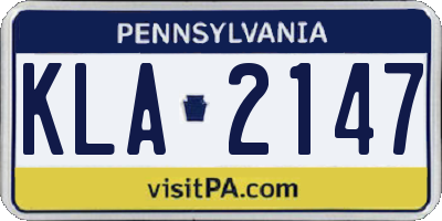 PA license plate KLA2147