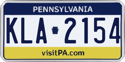 PA license plate KLA2154