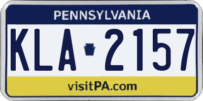 PA license plate KLA2157