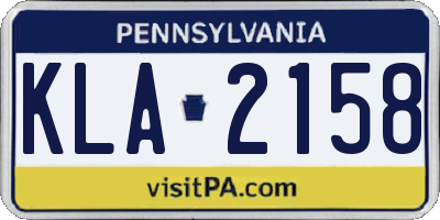 PA license plate KLA2158
