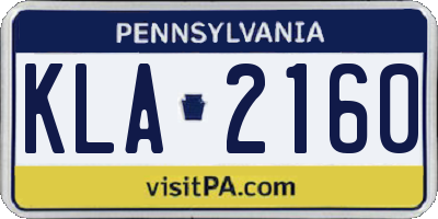 PA license plate KLA2160