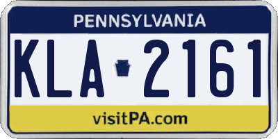 PA license plate KLA2161