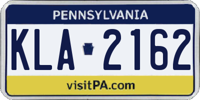 PA license plate KLA2162