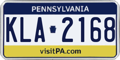 PA license plate KLA2168