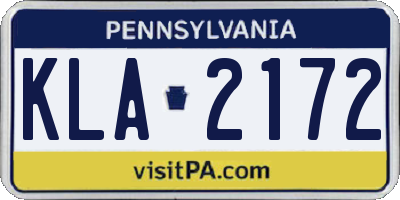 PA license plate KLA2172