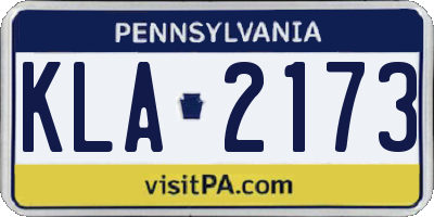 PA license plate KLA2173
