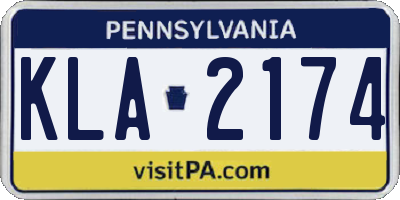 PA license plate KLA2174