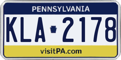 PA license plate KLA2178