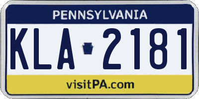 PA license plate KLA2181