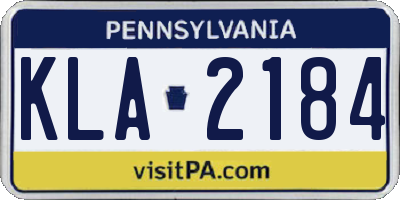 PA license plate KLA2184
