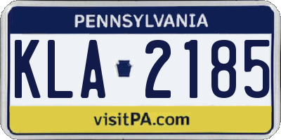 PA license plate KLA2185