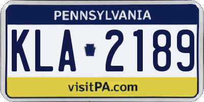 PA license plate KLA2189