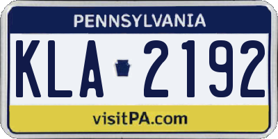 PA license plate KLA2192