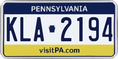 PA license plate KLA2194