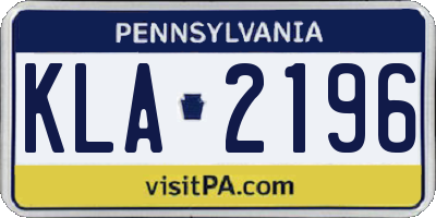PA license plate KLA2196