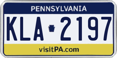 PA license plate KLA2197