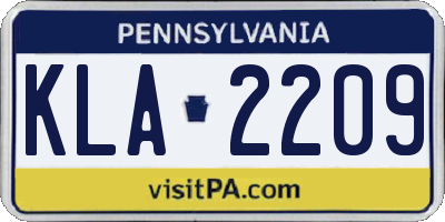 PA license plate KLA2209