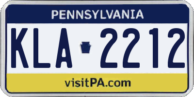 PA license plate KLA2212