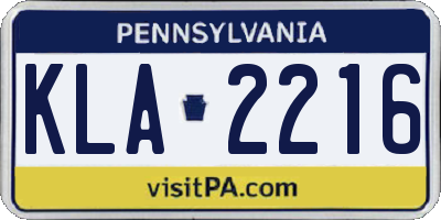 PA license plate KLA2216