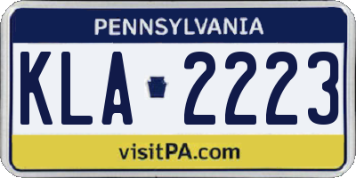PA license plate KLA2223