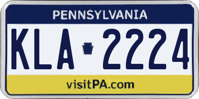 PA license plate KLA2224