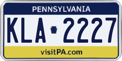 PA license plate KLA2227