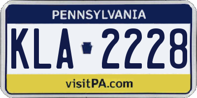 PA license plate KLA2228