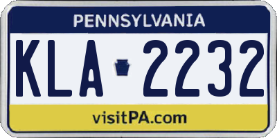 PA license plate KLA2232