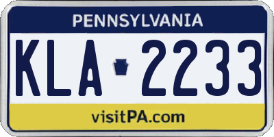 PA license plate KLA2233