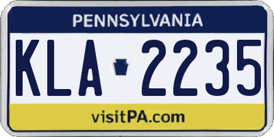 PA license plate KLA2235